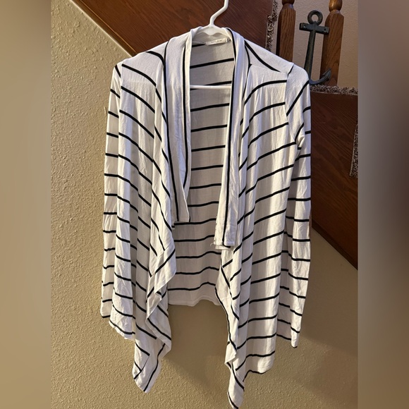 12 PM by Mon Ami Striped Open Waterfall Front Cardigan - Picture 1 of 5